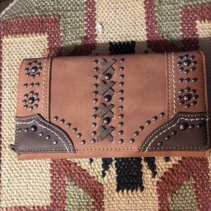 Montana West Brown and Tan Studded Wallet
